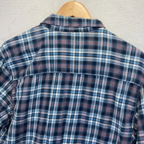 Horny Toad Mixologist Flannel Button Up Shirt Womens Size Medium M Blue Plaid - Picture 12 of 14